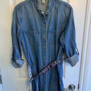 Guess Large Denim Stretch Button Up
